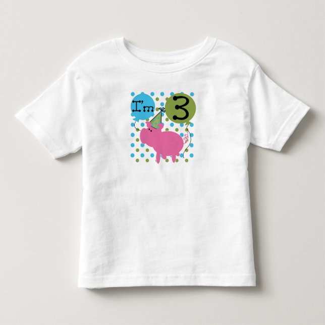 Pig 3rd Birthday Toddler T-shirt (Front)