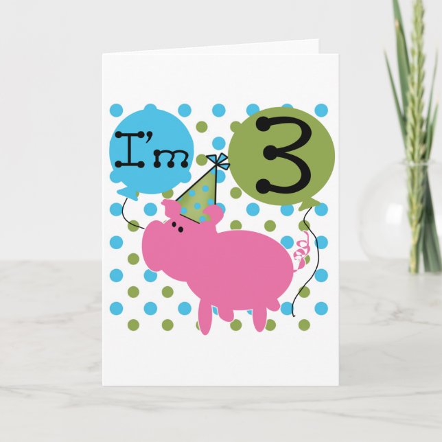 Pig 3rd Birthday Tshirts and Gifts Card (Front)