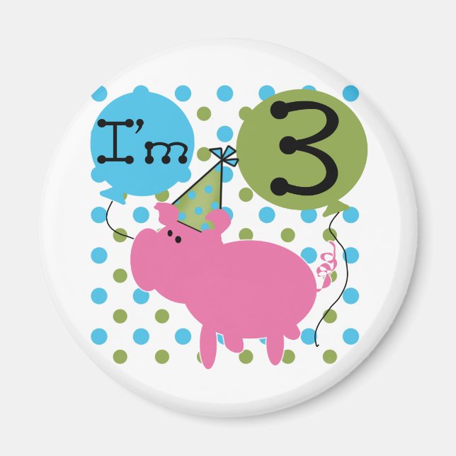 Pig 3rd Birthday Tshirts and Gifts Magnet (Front)