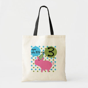 Pig 3rd Birthday Tshirts and Gifts Tote Bag