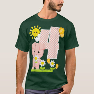Pig 4th Birthday Girl 4 Year Old Birthday Cute Pig T-Shirt