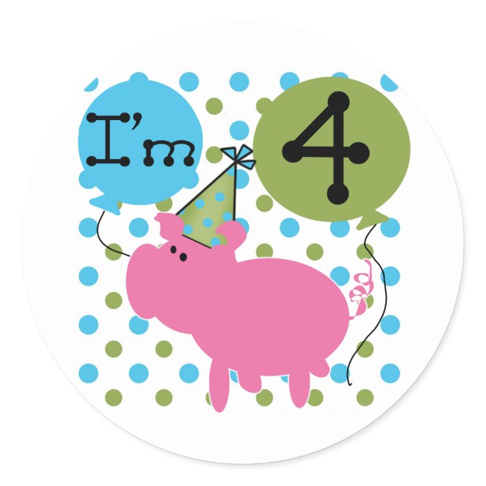 Pig 4th Birthday Tshirts and Gifts Sticker