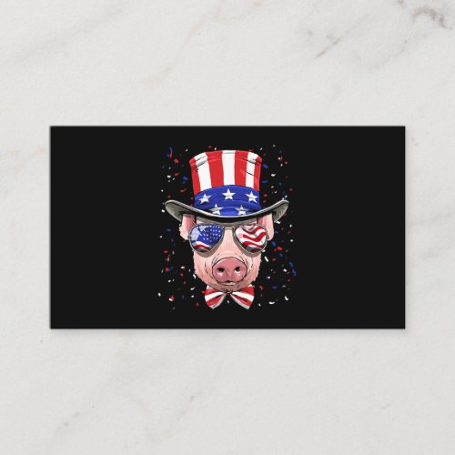 Pig 4th of July American Pig USA Flag 761 Business Card