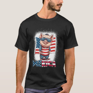 Pig 4Th Of July Patriotic Merica Usa Flag T-Shirt
