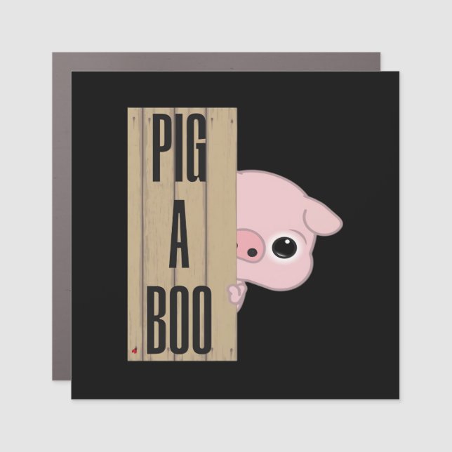 Pig A Boo Fence Car Magnet (Front)