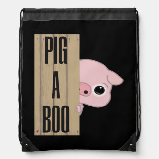 Pig A Boo Fence Drawstring Bag