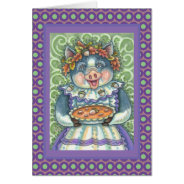Pig & Acorn Pie Thanksgiving Greeting Card Blank at Zazzle
