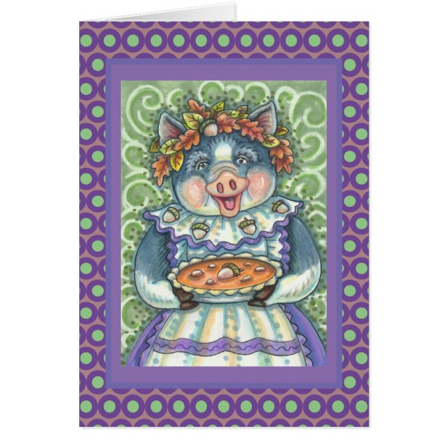 PIG & ACORN PIE THANKSGIVING GREETING CARD Blank (Front)