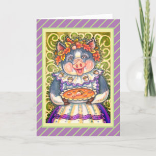 PIG & ACORN PIE, THANKSGIVING MADE WITH LOVE HOLIDAY CARD