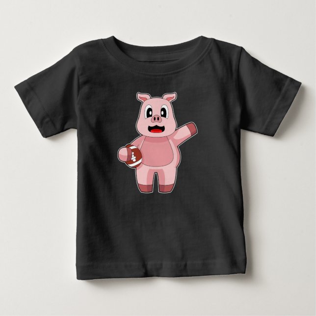 Pig American Football Sports Baby T-Shirt (Front)