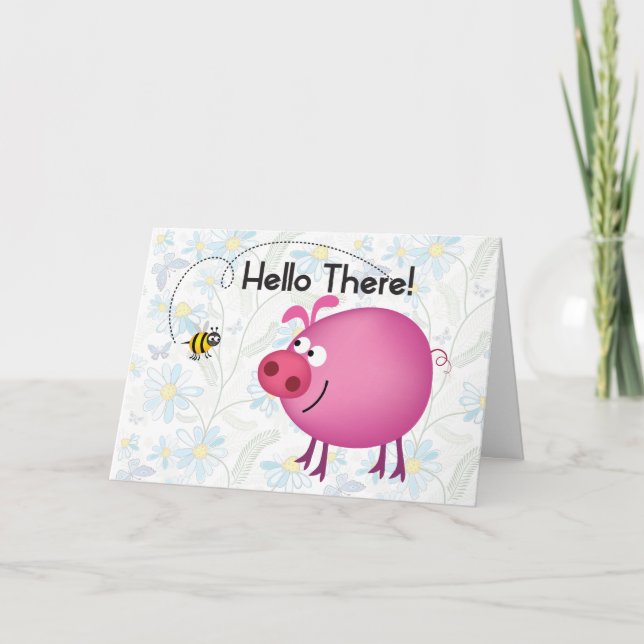 Pig and Bee Friends Card (Front)