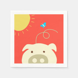 Pig and Butterfly Napkins