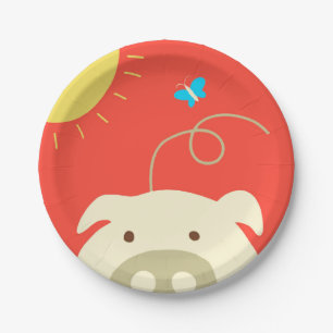 Pig and Butterfly Paper Plates