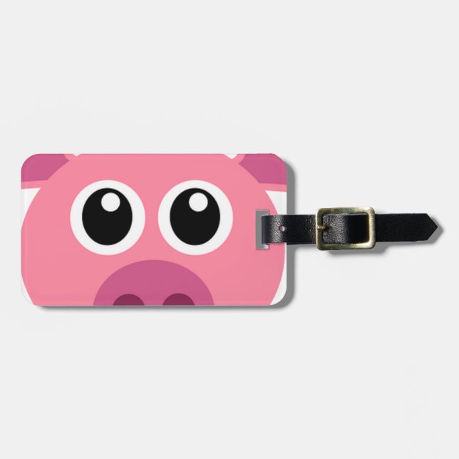 Pig and design items luggage tag (Front Horizontal)