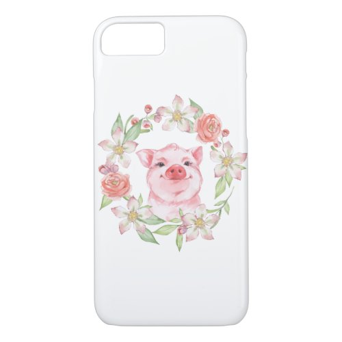 Pig and flowers iPhone 87 case