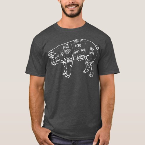 Pig and Pork Diagram design Butcher design Bacon T_Shirt