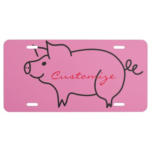 Pig Animal Thunder_Cove License Plate