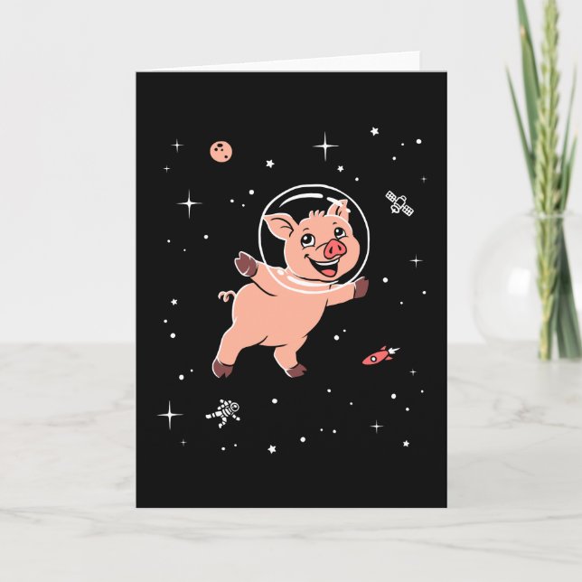 Pig Animals In Space Card (Front)