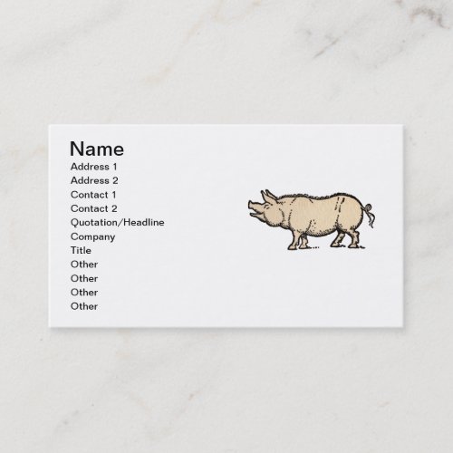 Pig Antique Piggy Cute Vintage Business Card