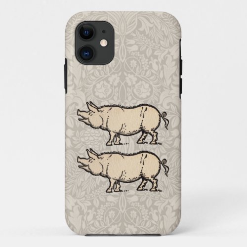 Pig Antique Piggy Cute Vintage iPhone 11 Case