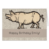 Pig Antique Piggy Cute Vintage Illustration (Front Horizontal)