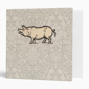 Pig Antique Piggy Cute Vintage Illustration Binder