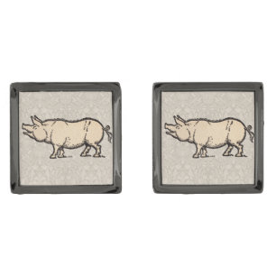 Pig Antique Piggy Cute Vintage Illustration Cufflinks