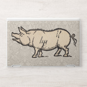 Pig Antique Piggy Cute Vintage Illustration HP Laptop Skin