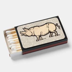 Pig Antique Piggy Cute Vintage Illustration Matchboxes