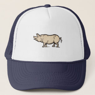 Pig Antique Piggy Cute Vintage Illustration Trucker Hat