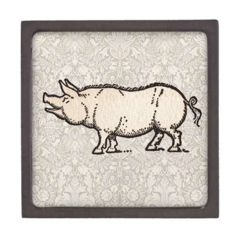 Pig Antique Piggy Cute Vintage Keepsake Box