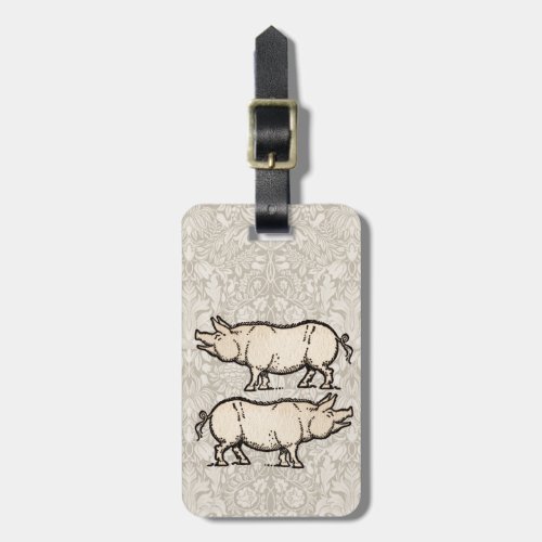 Pig Antique Piggy Cute Vintage Luggage Tag