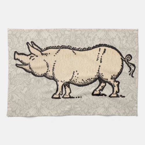 Pig Antique Piggy Cute Vintage Towel