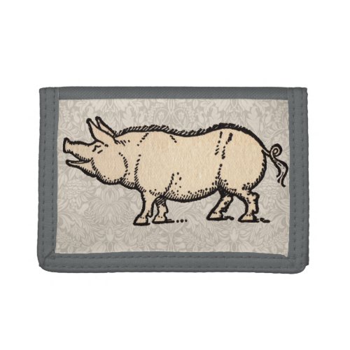 Pig Antique Piggy Cute Vintage Trifold Wallet