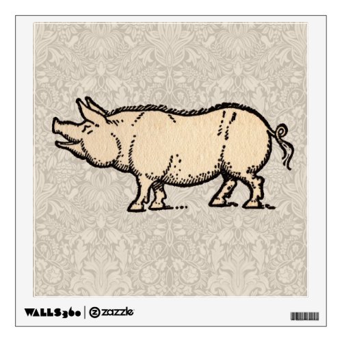 Pig Antique Piggy Cute Vintage Wall Decal