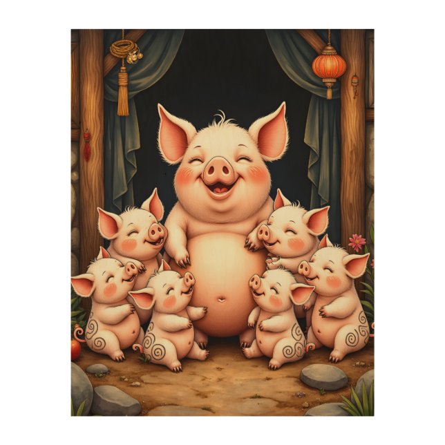  Pig Art – Mother & Piglets (Front)