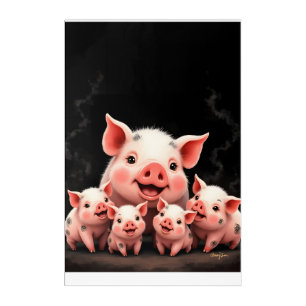 Pig Artwork – Mother Pig & Piglets Acrylic Print
