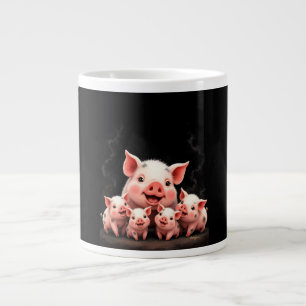 Pig Artwork – Mother Pig & Piglets Giant Coffee Mug