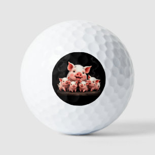 Pig Artwork – Mother Pig & Piglets Golf Balls
