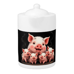 Pig Artwork – Mother Pig & Piglets Teapot