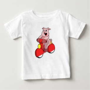 Pig as Biker with Scooter Baby T-Shirt