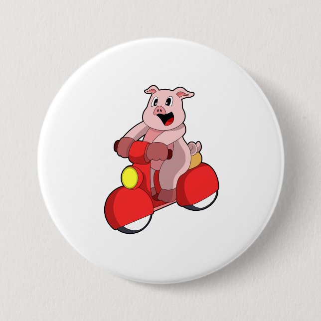 Pig as Biker with Scooter Button (Front)
