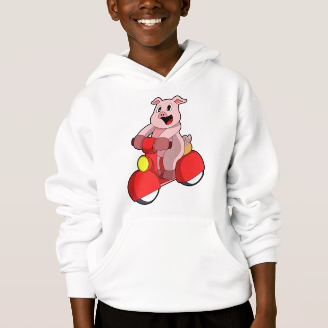 Pig as Biker with Scooter Hoodie (Front)