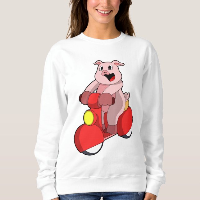 Pig as Biker with Scooter Sweatshirt (Front)