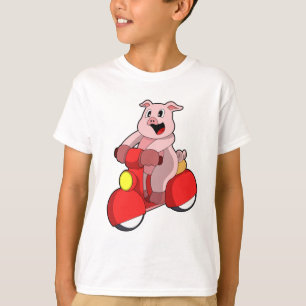 Pig as Biker with Scooter T-Shirt