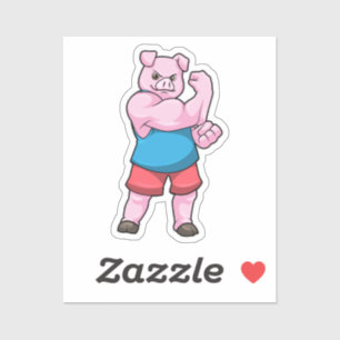 Pig as Bodybuilder with big Upper arm Sticker