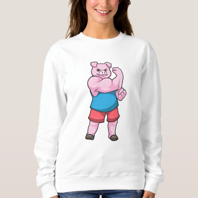 Pig as Bodybuilder with big Upper arm Sweatshirt (Front)