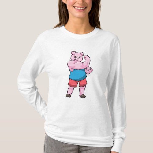 Pig as Bodybuilder with big Upper arm T_Shirt