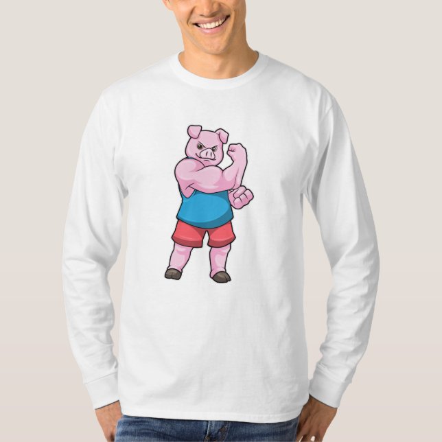 Pig as Bodybuilder with big Upper arm T-Shirt (Front)