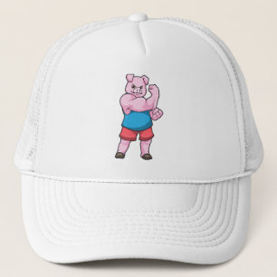Pig as Bodybuilder with big Upper arm Trucker Hat